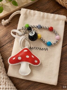 Mayamar Colorful Beads, Magic Mushroom Charm Purse Magic 8 Ball charm (NWT)